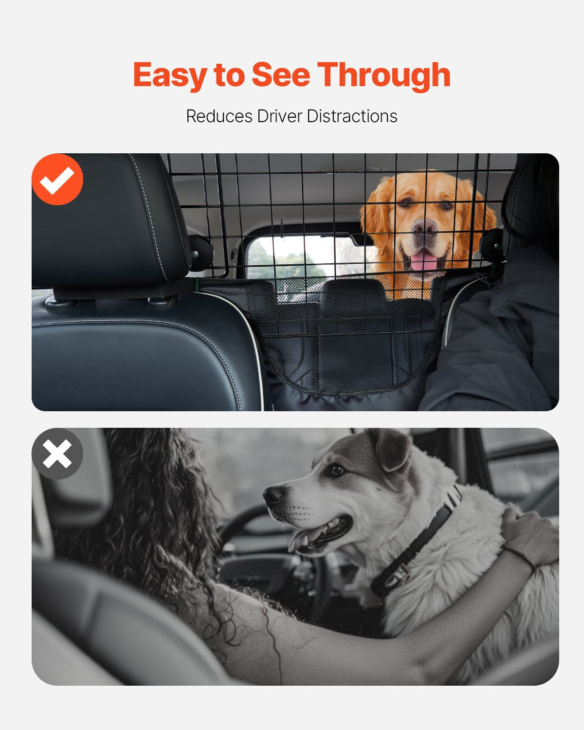 VEVOR Dog Car Barrier 35.4"-60.6" Adjustable Pet Divider Gate for Trucks SUVs