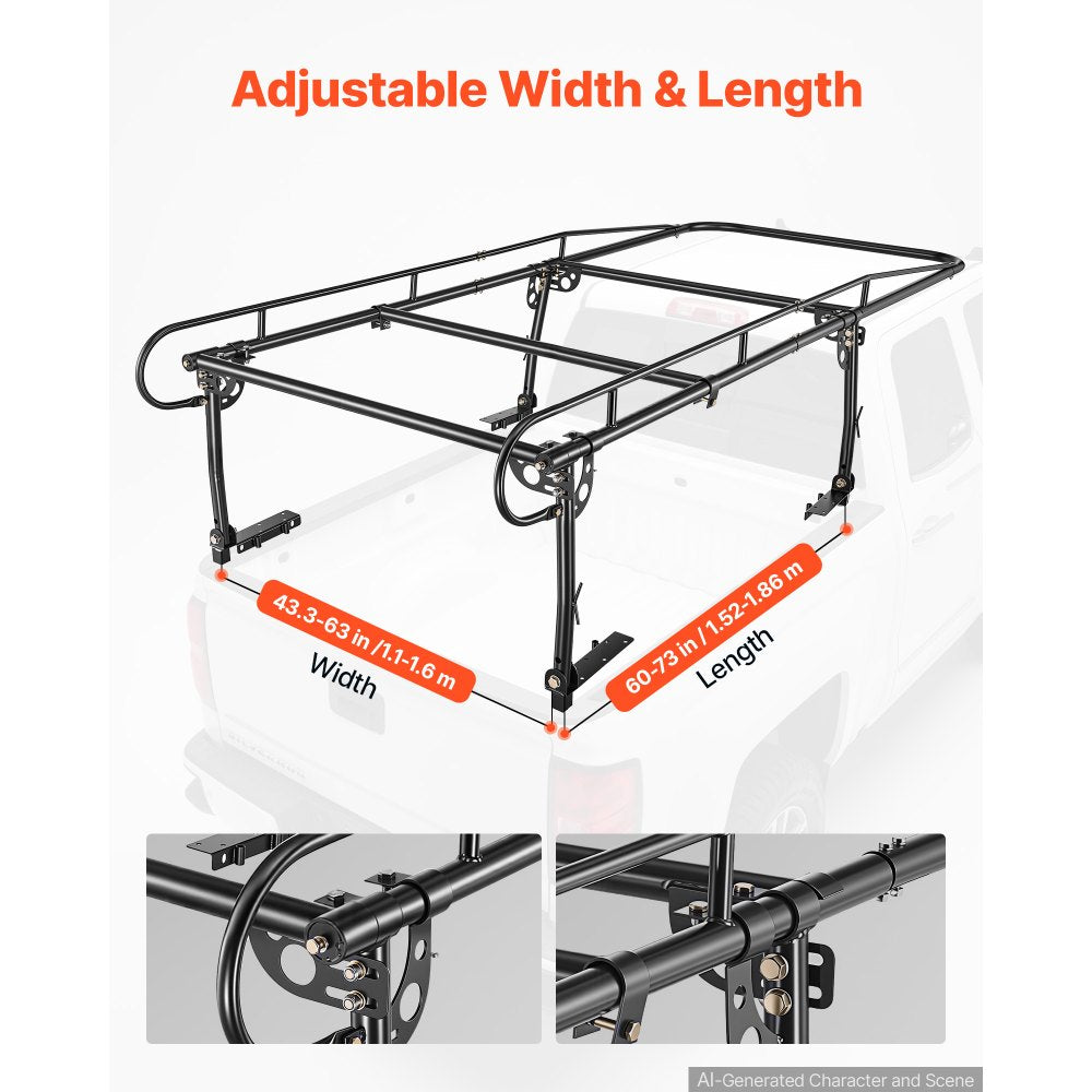 Universal Truck Ladder Rack – 800 lb Heavy-Duty Adjustable Over-Cab Bed Rack for Ladders, Lumber & Kayaks
