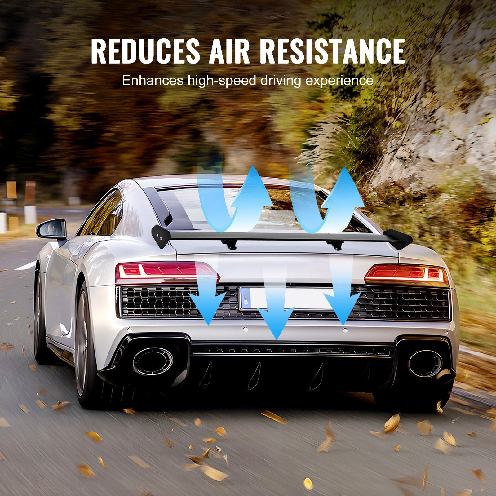 VEVOR GT Wing Car Spoiler, 43.3 inch Universal Spoiler with Single Deck, Adjustable Lightweight Aluminum, Car Rear Spoiler Wing, Racing Spoiler BGW/JDM Drift Black