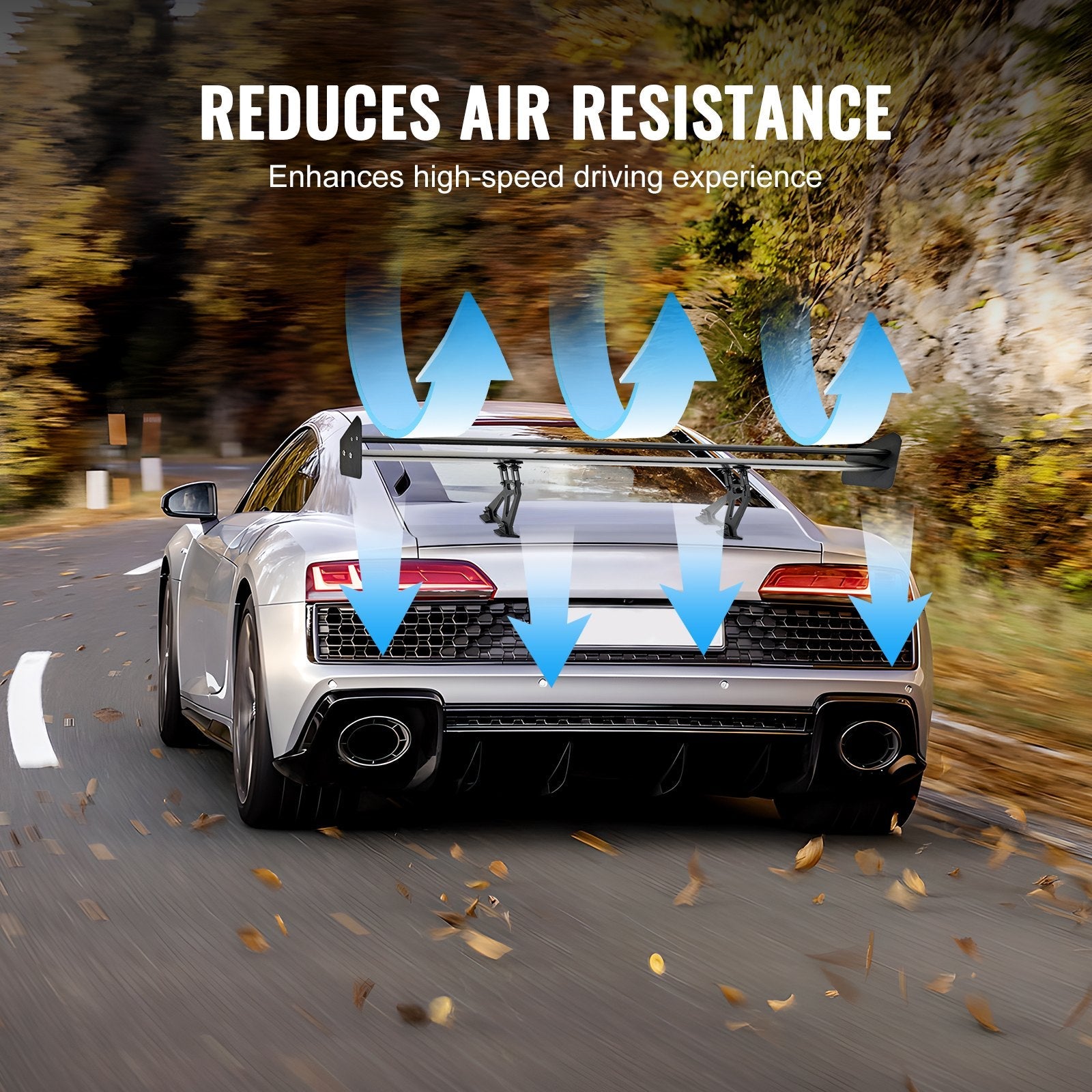 VEVOR GT Wing Car Spoiler, 53.1 inch Universal Spoiler with Double Deck, Adjustable Lightweight Aluminum, Car Rear Spoiler Wing, Racing Spoiler BGW/JDM Drift Black