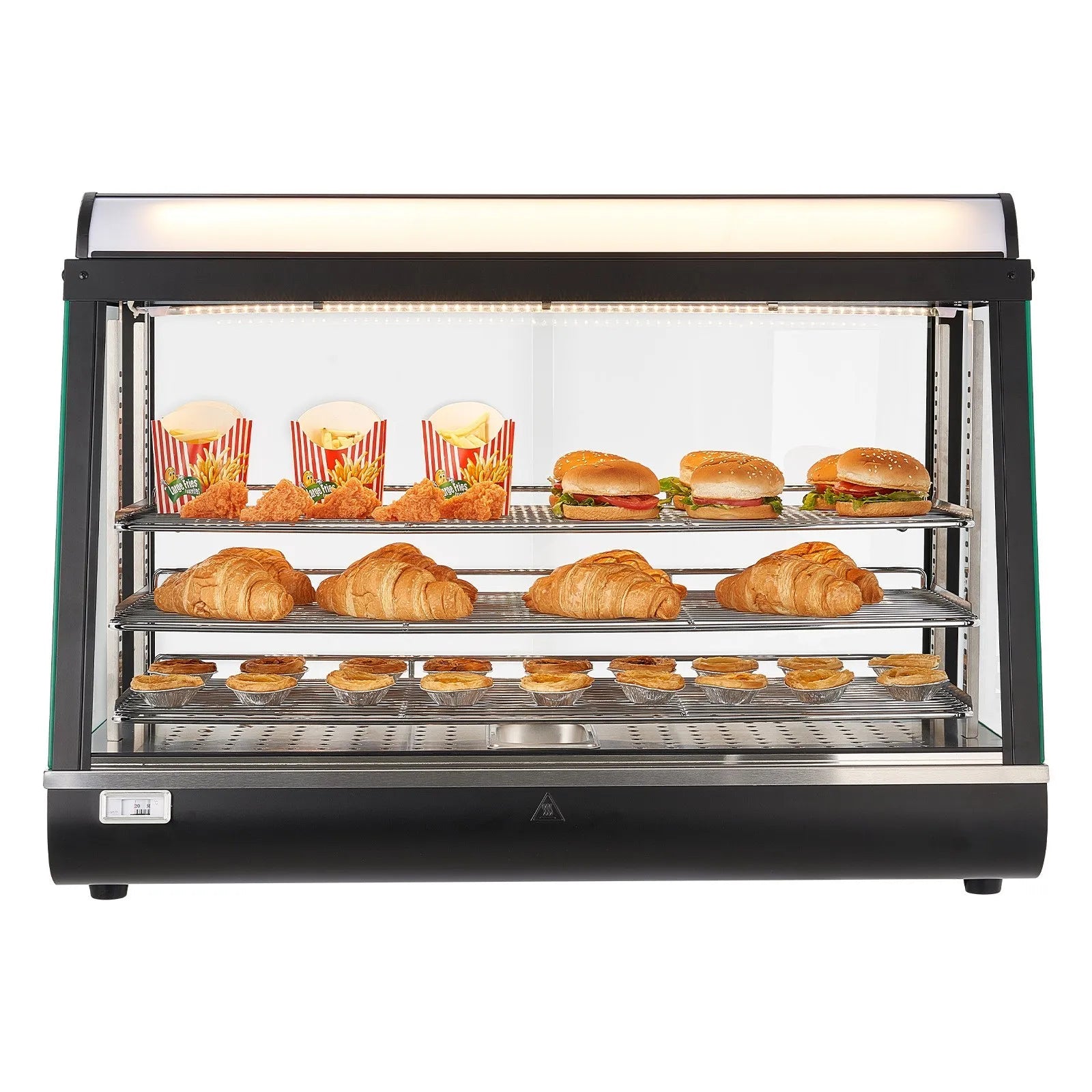 VEVOR 3-Tier Commercial Food Warmer Display, 1400W Food Display Warmer with LED Light, Top Storage and Adjustable Shelves, 86℉~185℉ Steam Heating, 105L for Hamburger, Pizza, Bread, Fried Chicken