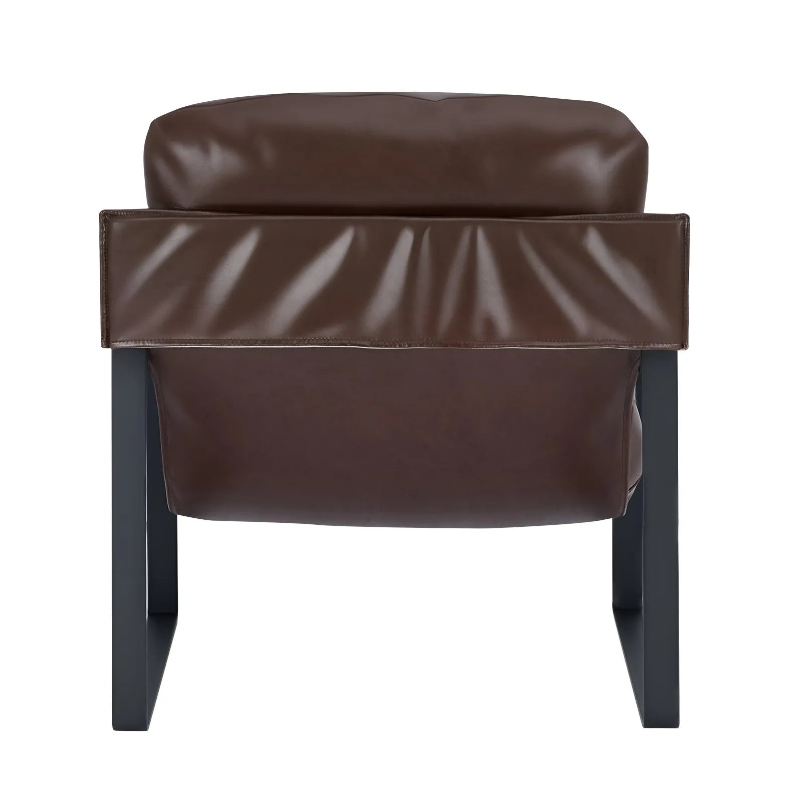 Modern Brown PU Leather Accent Chair Upholstered Armchair with Metal Frame Cushion Lounge Chair