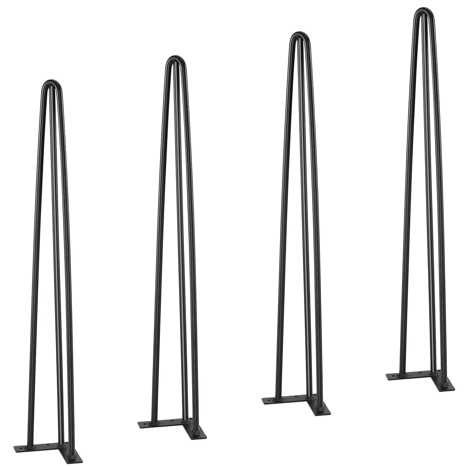 VEVOR Hairpin Table Legs 28", Set of 4 Desk Legs 900lbs Load Capacity, Hairpin Desk Legs 3 Rods for Desk Chairs Bench Dining End Table, Solid Carbon Steel Heavy Duty Furniture Legs Black