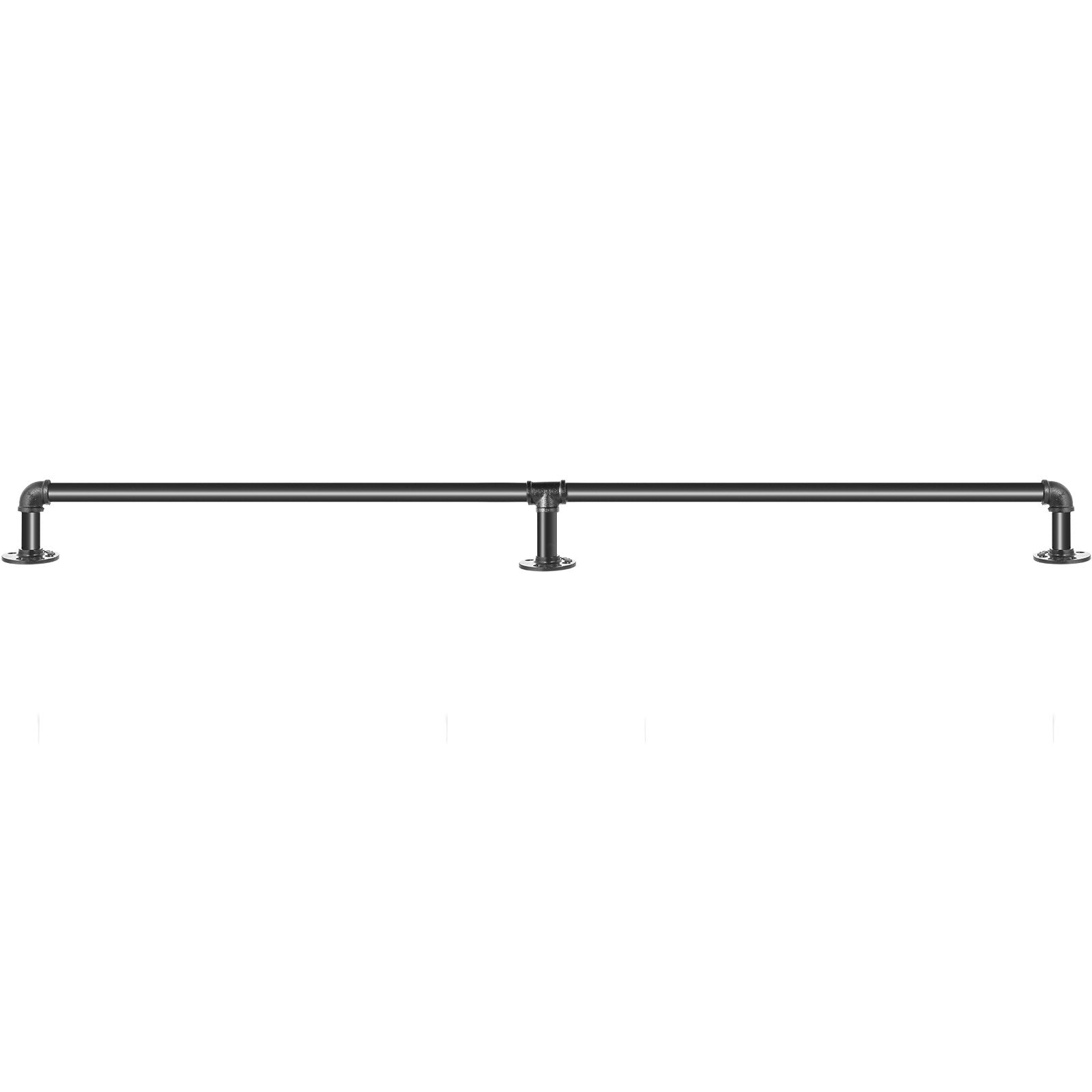 VEVOR Pipe Stair Handrail, 4FT Staircase Handrail, 440LBS Load Capacity Carbon Steel Pipe Handrail, Industrial Pipe Handrail with Wall Mount Support, Round Corner Wall Handrailings for Indoor, Outdoor