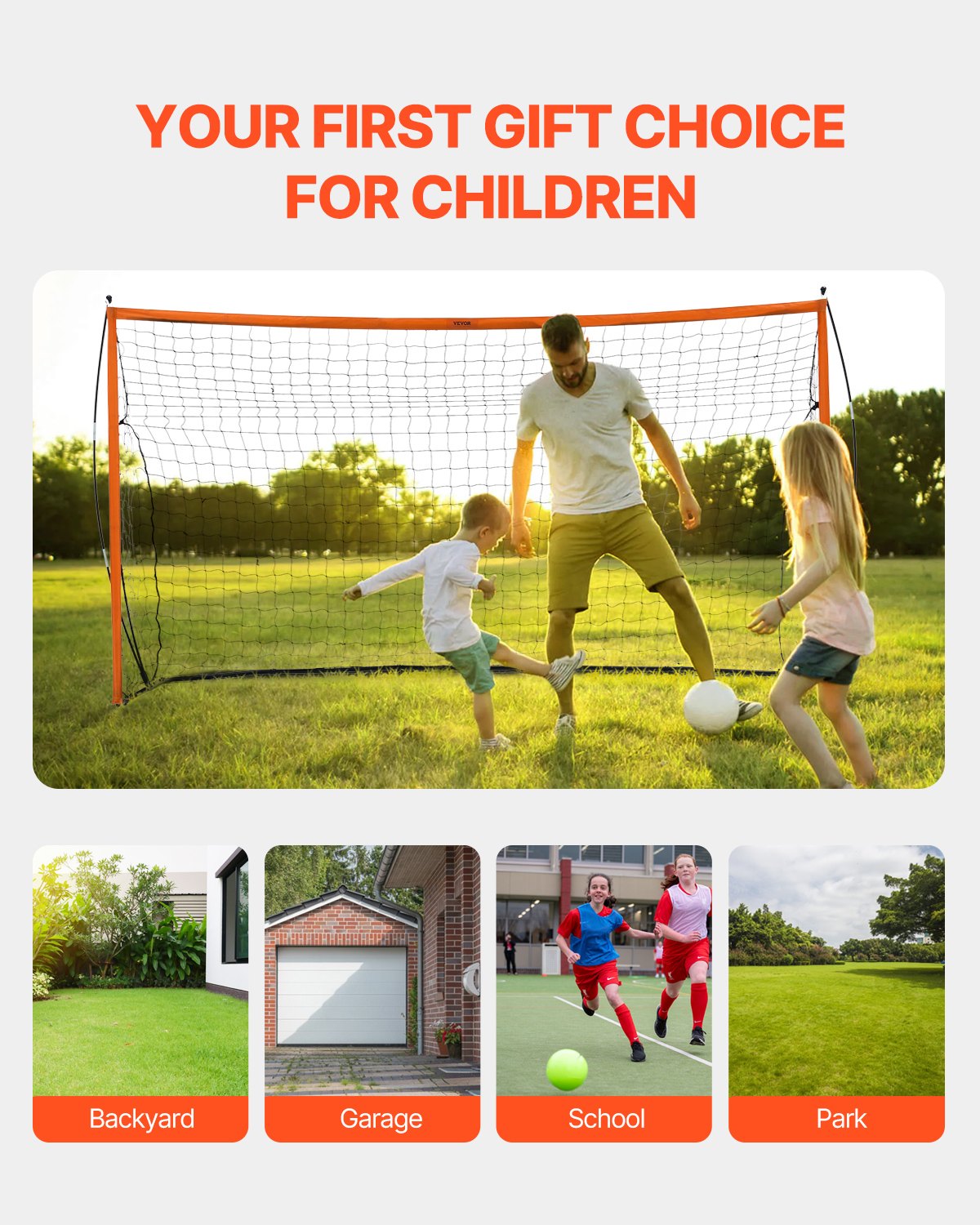 VEVOR 12x6 ft Portable Soccer Goal Kids Soccer Net Carry Bag Backyard Training