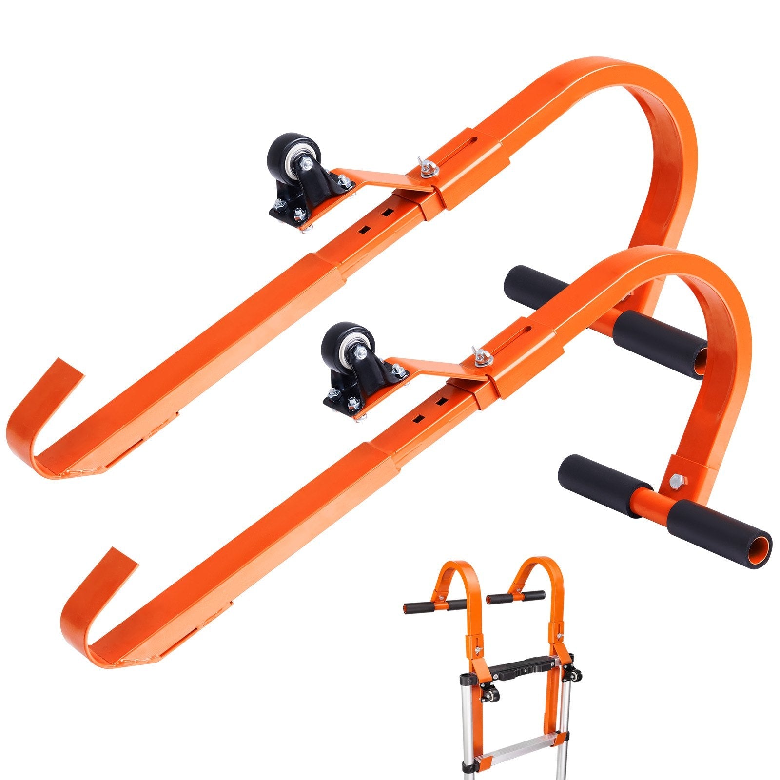VEVOR Ladder Roof Hook Stabilizer 2 Pack with Wheel Rubber Grip T-Bar Steel