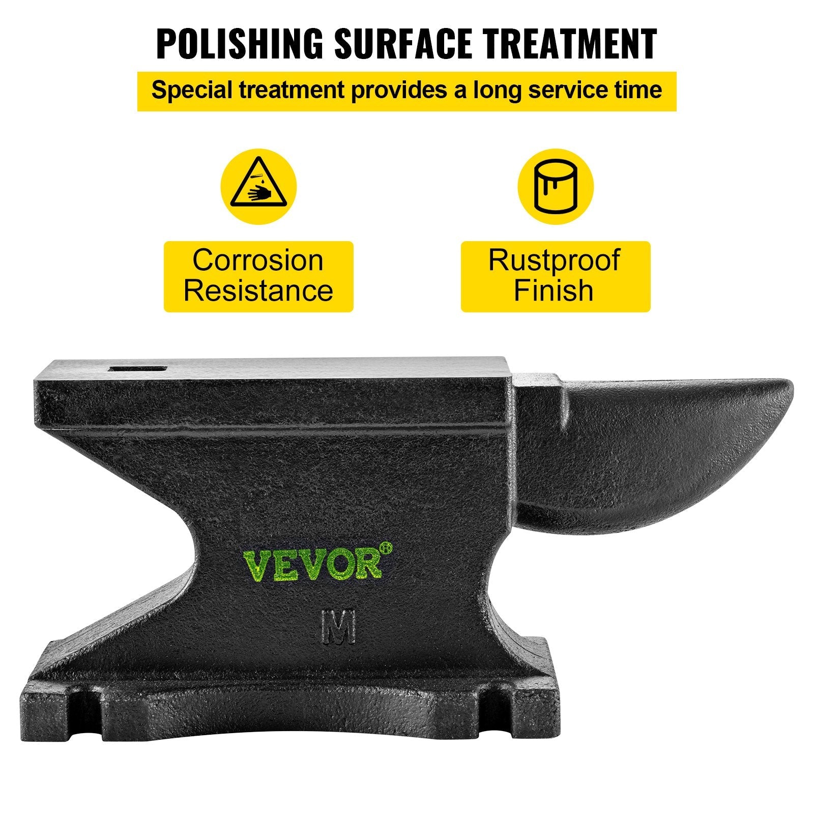VEVOR Cast Iron Anvil, 100 Lbs(45kg)Single Horn Anvil with 10.4 x 5 in Countertop and Stable Base, High Hardness Rugged Round Horn Anvil Blacksmith, for Bending, Shaping, Twisting