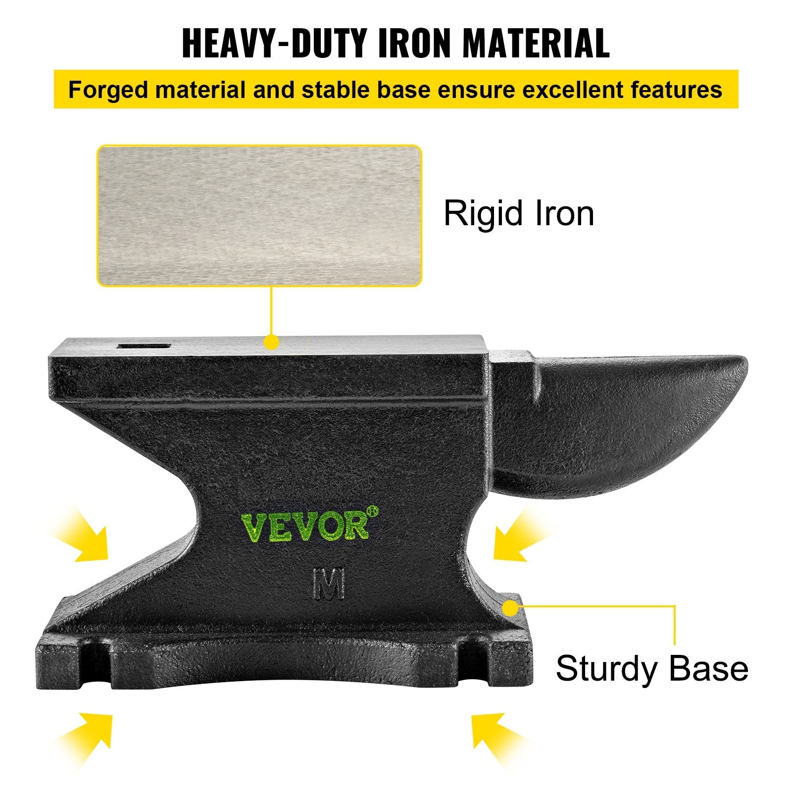 VEVOR Cast Iron Anvil, 55 Lbs(25kg)Single Horn Anvil with 8.6 x 4.1 inch Countertop and Stable Base, High Hardness Rugged Round Horn Anvil Blacksmith, for Bending, Shaping, Twisting
