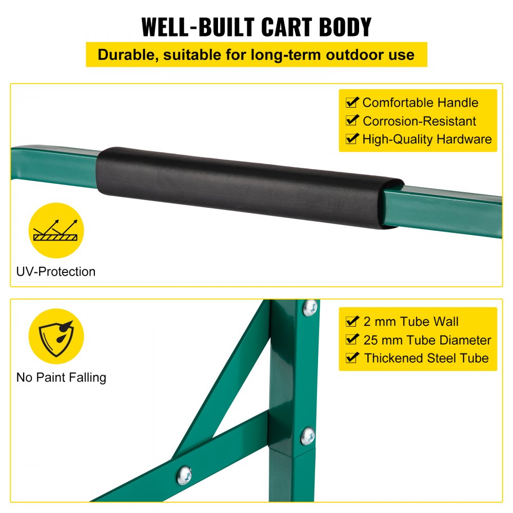 VEVOR Steel Recycling Cart, 220 lbs Load Capacity 22.8 x 15.7 Inch, 4 Wheels Moving Bin Cart, Easy Assembly & Weatherproof, Well-Built Hook-Type for Simple Recycle Bin and Recycle Caddy, Green