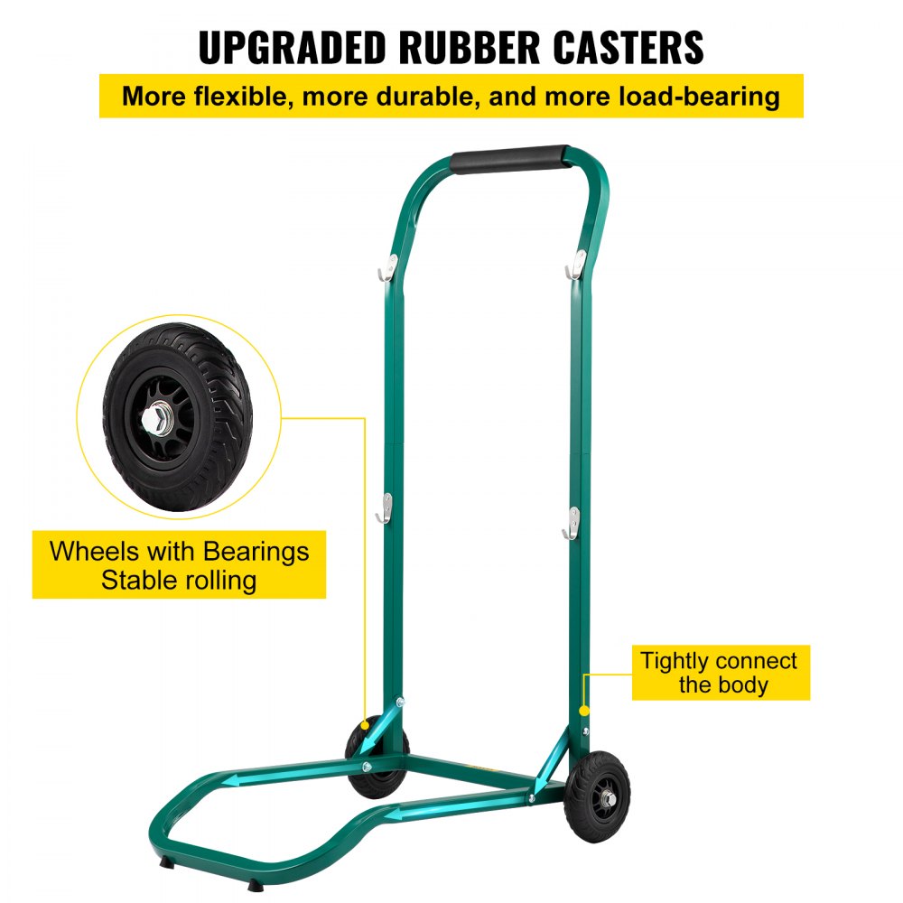 VEVOR Steel Recycling Cart, 220 lbs Load Capacity 22.8 x 15.7 Inch, 4 Wheels Moving Bin Cart, Easy Assembly & Weatherproof, Well-Built Hook-Type for Simple Recycle Bin and Recycle Caddy, Green