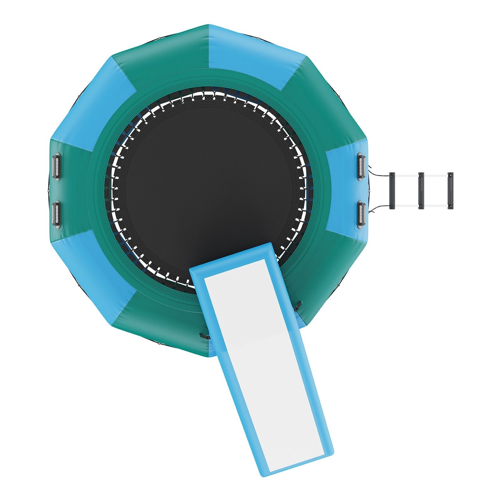 VEVOR Inflatable Water Bouncer, 10ft Recreational Water Trampoline, Portable Bounce Swim Platform with Slide, 3-Step Ladder & Electric Air Pump, Kid Adult Floating Rebounder for Pool Lake Water Sports