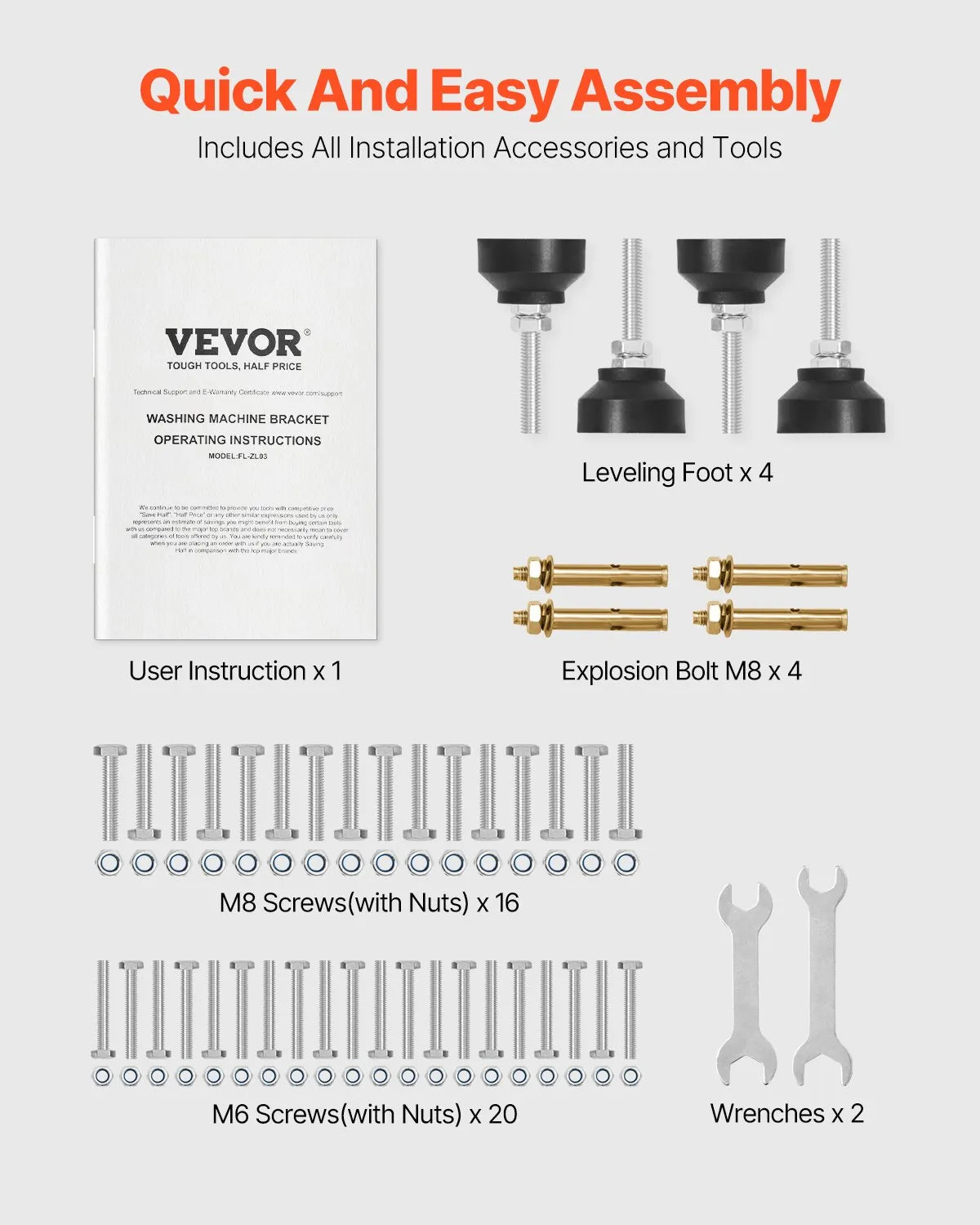 VEVOR Washing Machine Stand Pedestal 48.5x25 Inch 590LB with Double Tray