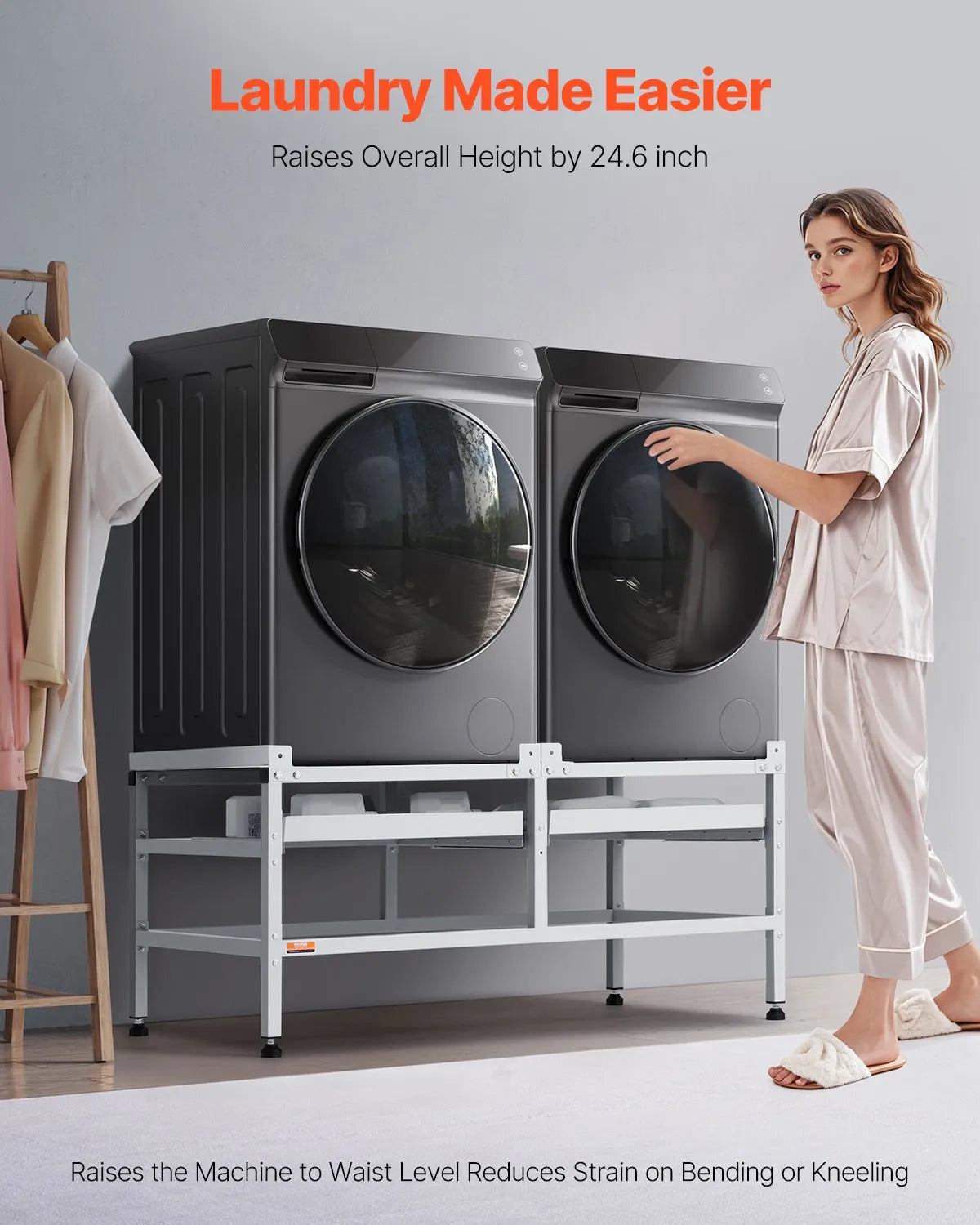 VEVOR Washing Machine Stand Pedestal 48.5x25 Inch 590LB with Double Tray