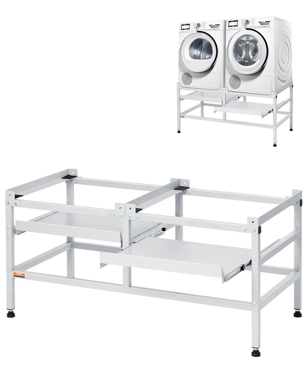 VEVOR Washing Machine Stand Pedestal 48.5x25 Inch 590LB with Double Tray