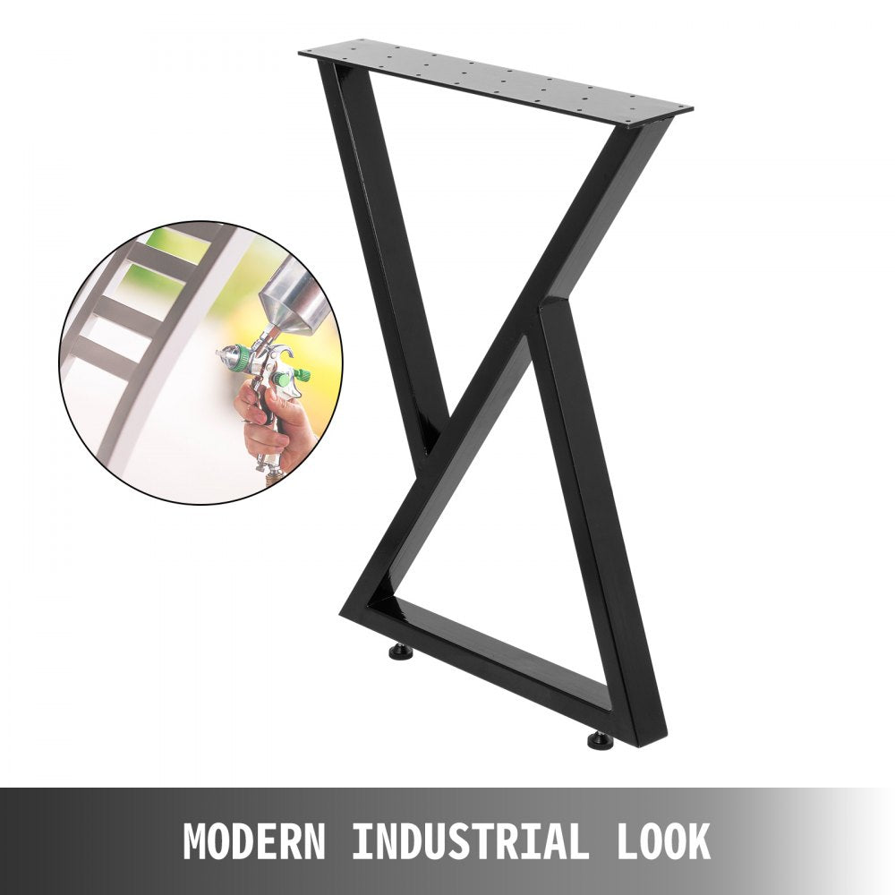 VEVOR Metal Table Legs Set of 2 Dining Table Legs Black Desk Legs, 28? Height 20? Width Heavy Duty Bench Legs Zig Zag Style Coffee Table Legs Base Modern DIY Steel Table Legs