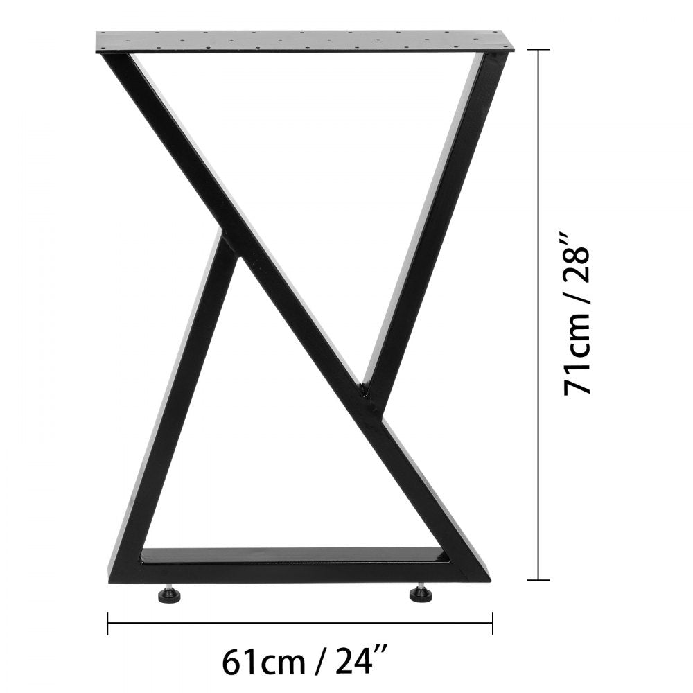 VEVOR Metal Table Legs Set of 2 Dining Table Legs Black Desk Legs 28? Height 24? Width Bench Legs Zig Zag Style Coffee Table Legs 1763lbs Load Capacity Steel Table Legs Heavy Duty Base Modern DIY
