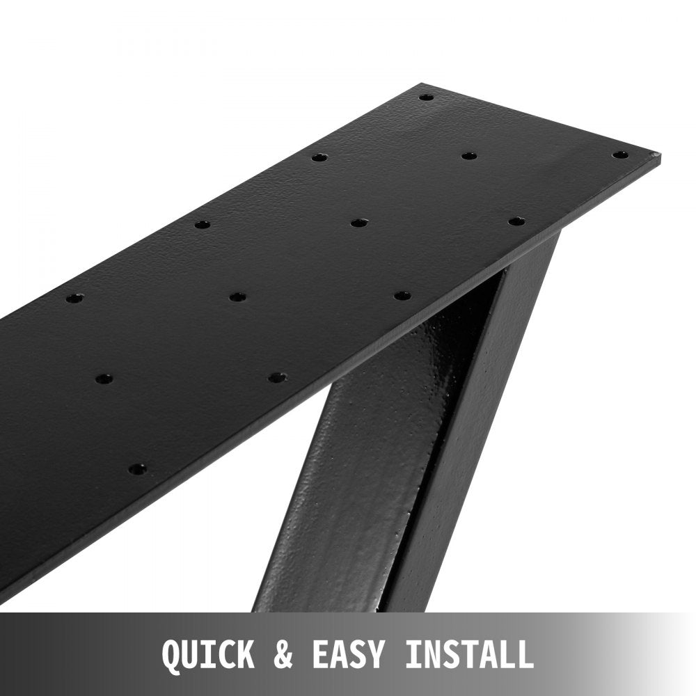 VEVOR Metal Table Legs Set of 2 Dining Table Legs Black Desk Legs 28? Height 24? Width Bench Legs Zig Zag Style Coffee Table Legs 1763lbs Load Capacity Steel Table Legs Heavy Duty Base Modern DIY