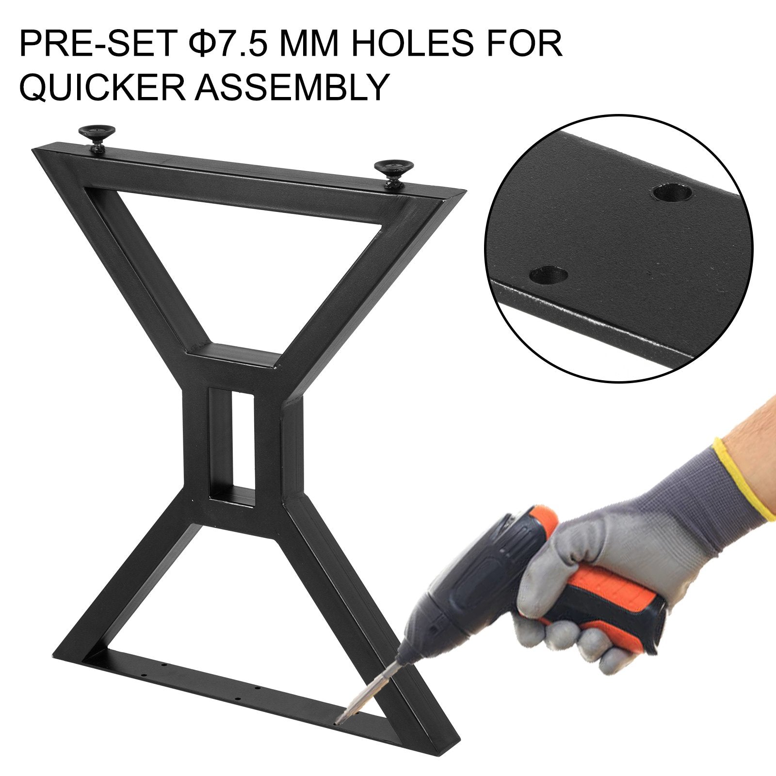 VEVOR Dining Table Legs 28inch Metal Table Legs 2PCs Black Iron for Office Table