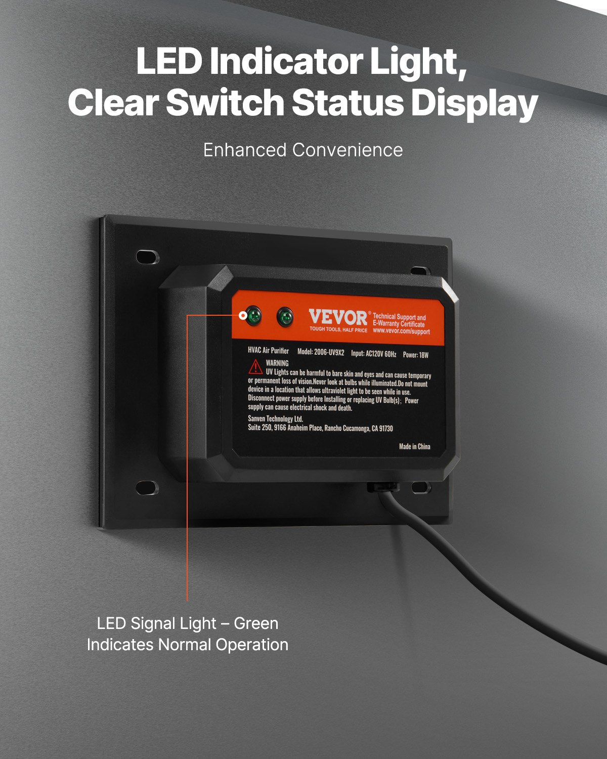 VEVOR HVAC Air Purifier Whole House 18W 7inch Light in Duct for Ac Systems