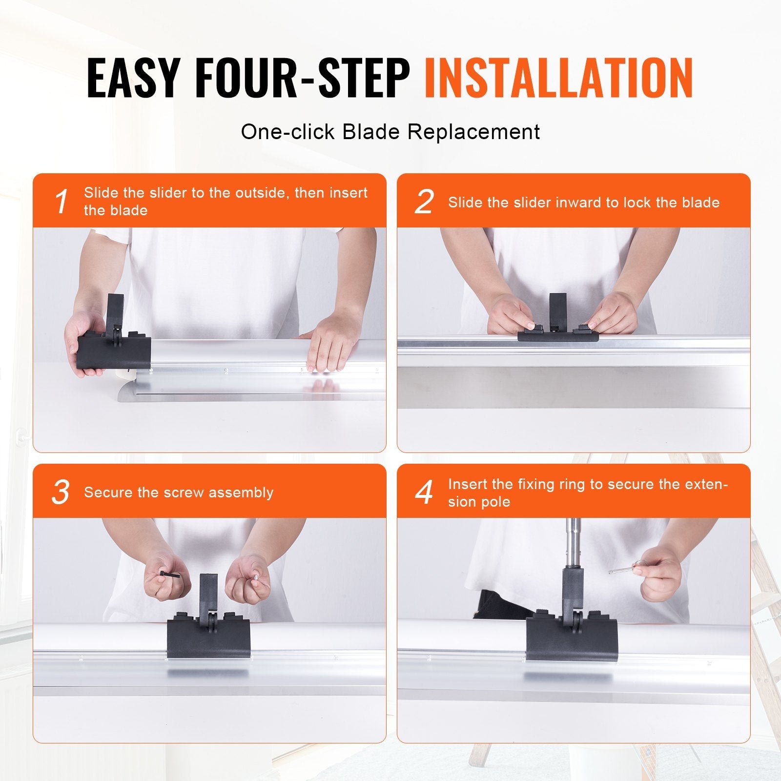 VEVOR Drywall Skimming Blade,48 inch Smoothing Knife, Stainless Steel Blade & Aluminum Alloy Body Professional Skim Coat Tools For Drywall, Wipe/Drywall Knife, for Gyprock/WallBoard/Plasterboard