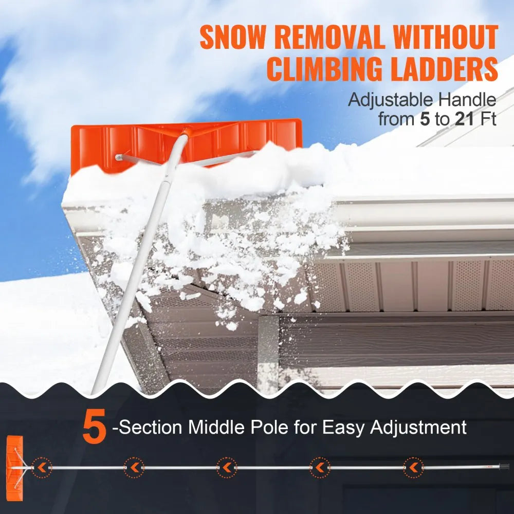 25-Inch Roof Snow Rake with 21 ft Aluminum Handle and Anti-Slip Grip