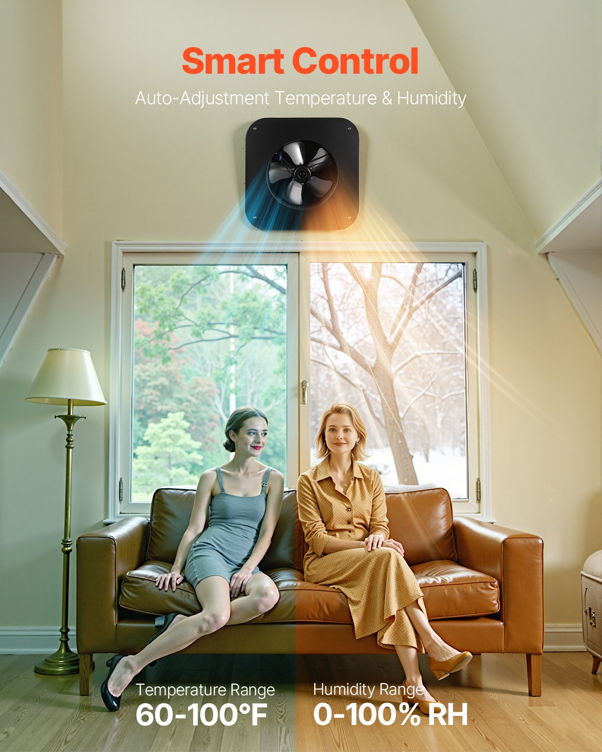 VEVOR Solar Roof Attic Exhaust Fan 50W with Smart Thermostat Remote Control