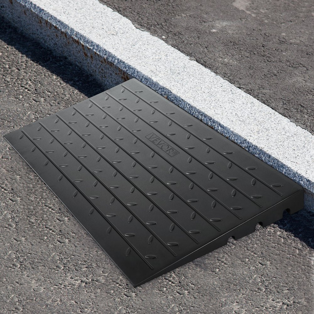 VEVOR Rubber Threshold Ramp, 2.6" Rise Threshold Ramp Doorway, 3 Channels Cord Cover Rubber Solid Threshold Ramp, Rubber Angled Entry Rated 2202 Lbs Load Capacity for Wheelchair and Scooter