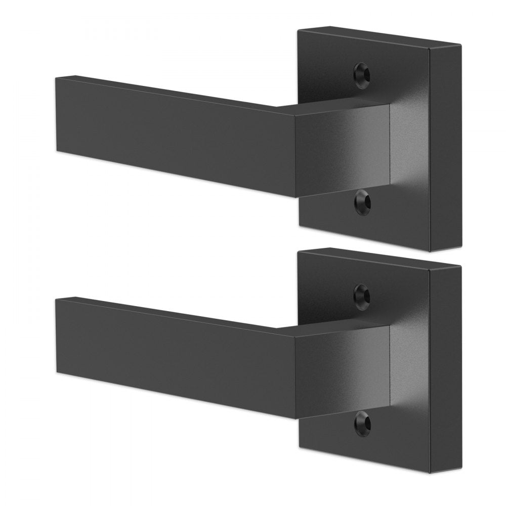 VEVOR Dummy Door Lever, 2 PCS Non-Turning Single Side Push/Pull Handle, Contemporary Square Door Lever Set, Reversible for Right and Left Sided Doors,For Pantry, Closet, and French Doors, Matte Black