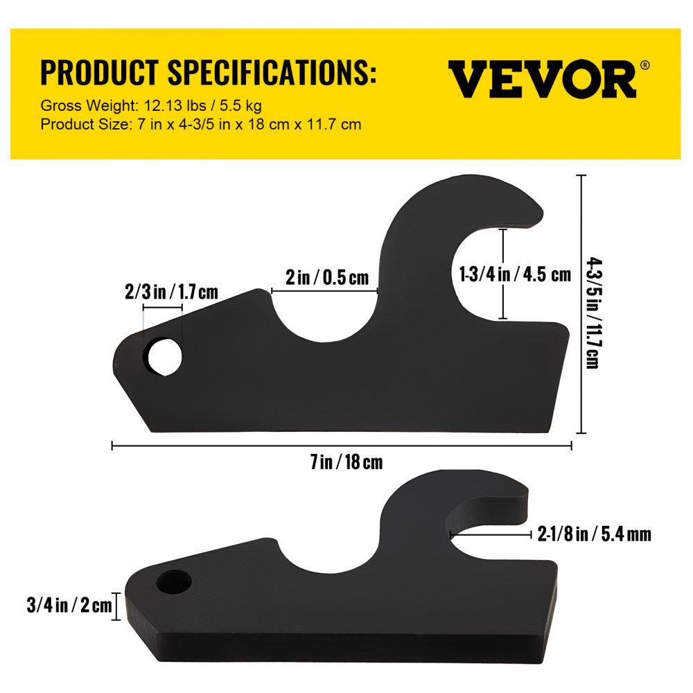 VEVOR Quick Attach Bucket Ears, 3/4’’ Thickness Excavator Bucket Ears, 2pcs Bucket Ears Attachment, Black-coating Steel w/ Precise Metal Craft, Compatible with KX040 KX71 KX91 KX121