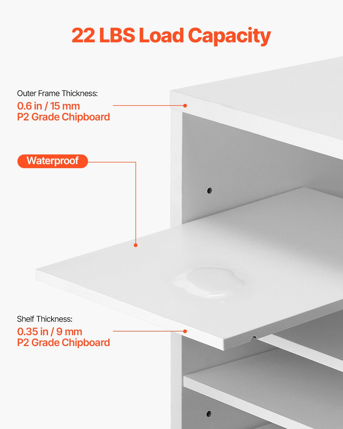 VEVOR Wooden Literature Organizer 24 Compartments with Adjustable Shelves White