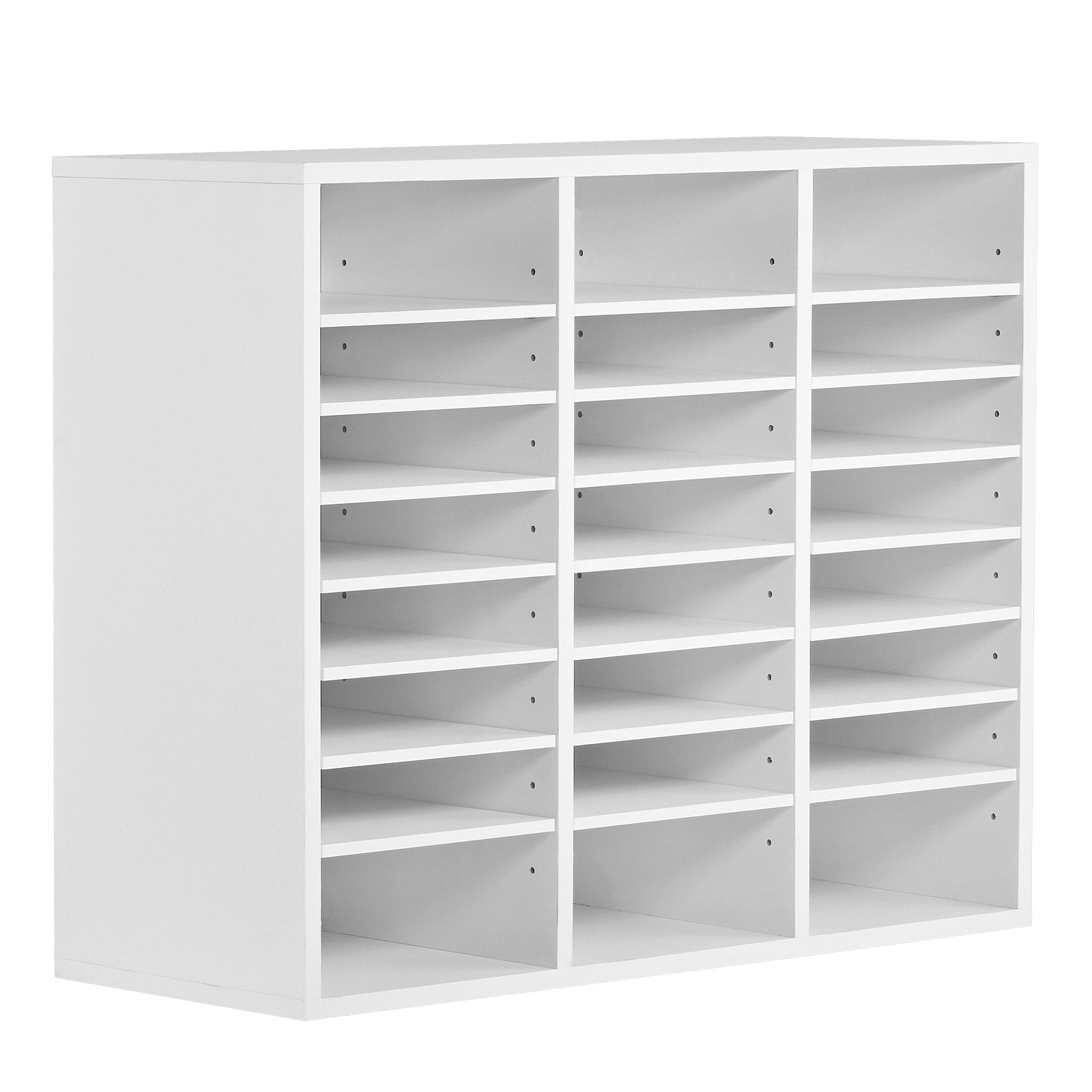 VEVOR Wooden Literature Organizer 24 Compartments with Adjustable Shelves White