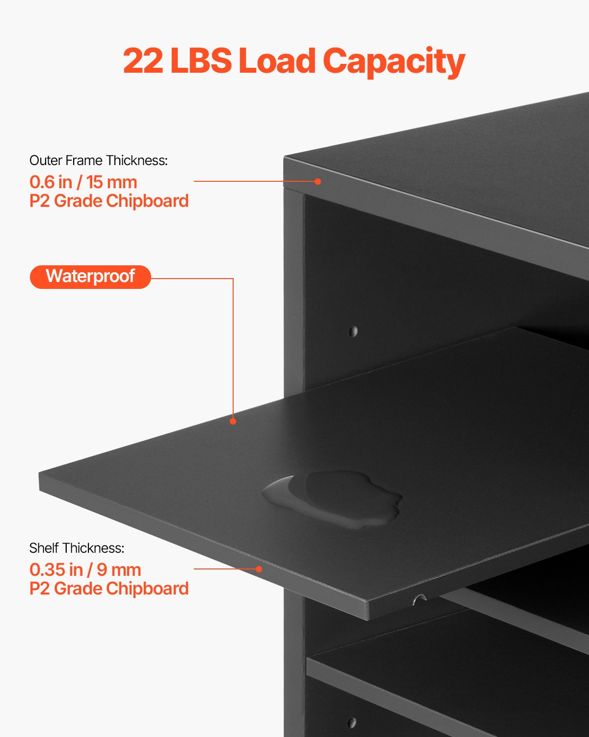 VEVOR Wooden Literature Organizer 36 Compartments with Adjustable Shelves Grey
