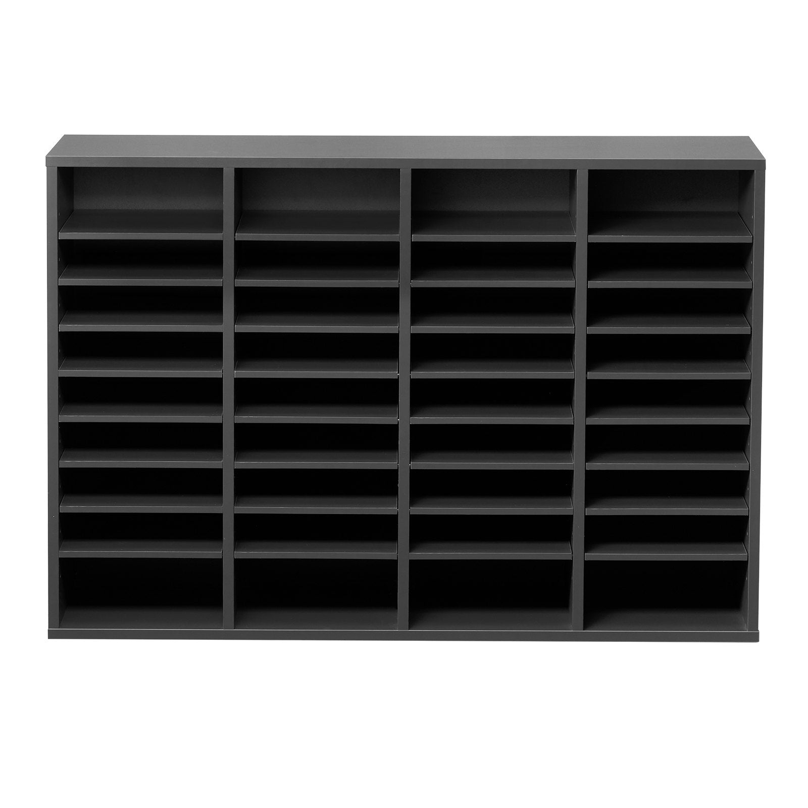 VEVOR Wooden Literature Organizer 36 Compartments with Adjustable Shelves Grey