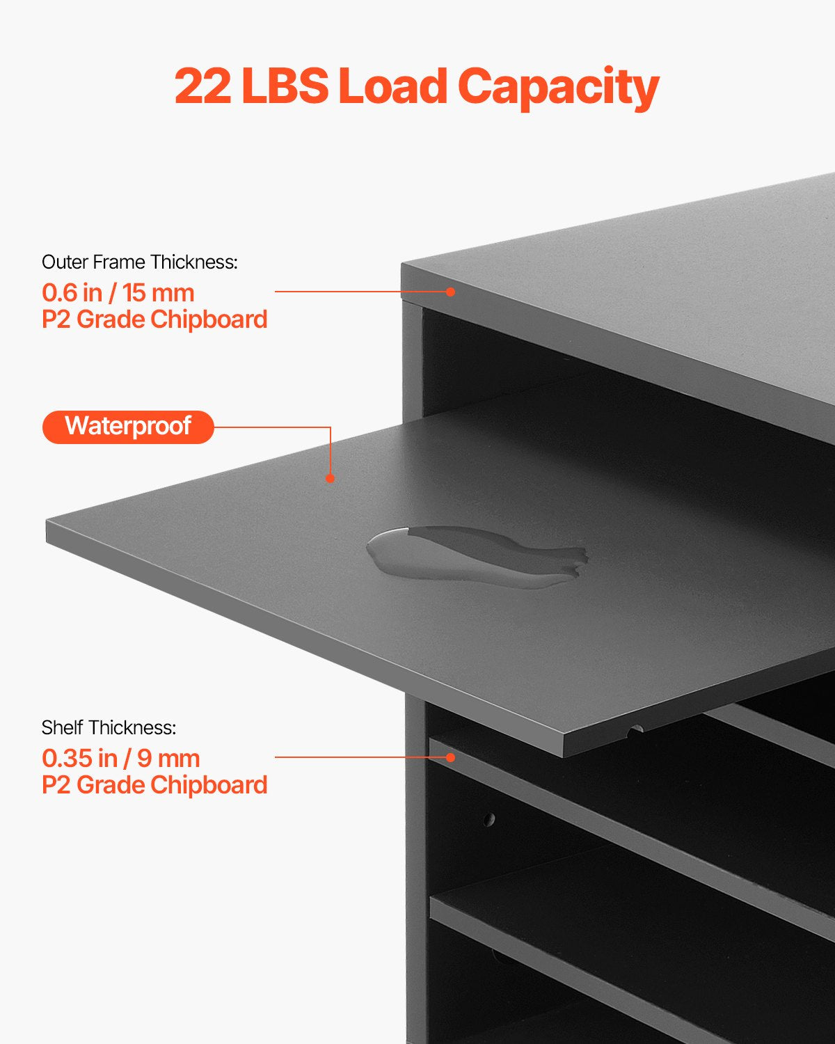 VEVOR Wooden Literature Organizer 5 Compartments with Adjustable Shelves Grey