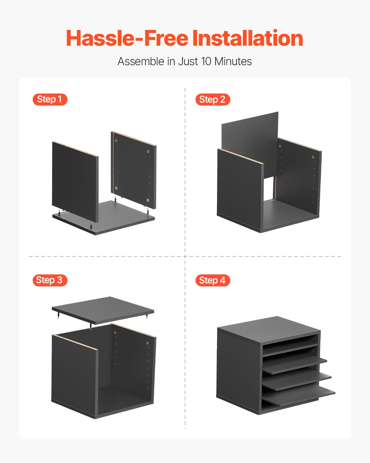 VEVOR Wooden Literature Organizer 5 Compartments with Adjustable Shelves Grey