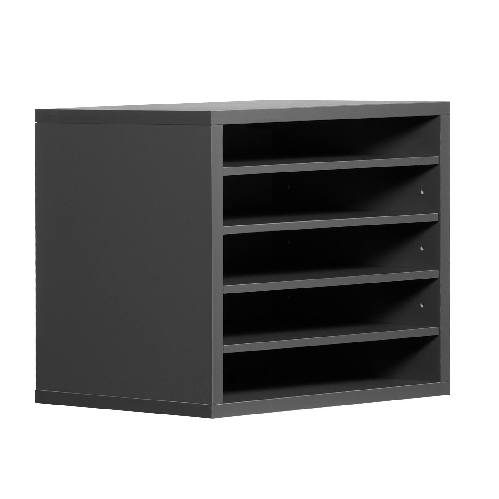 VEVOR Wooden Literature Organizer 5 Compartments with Adjustable Shelves Grey