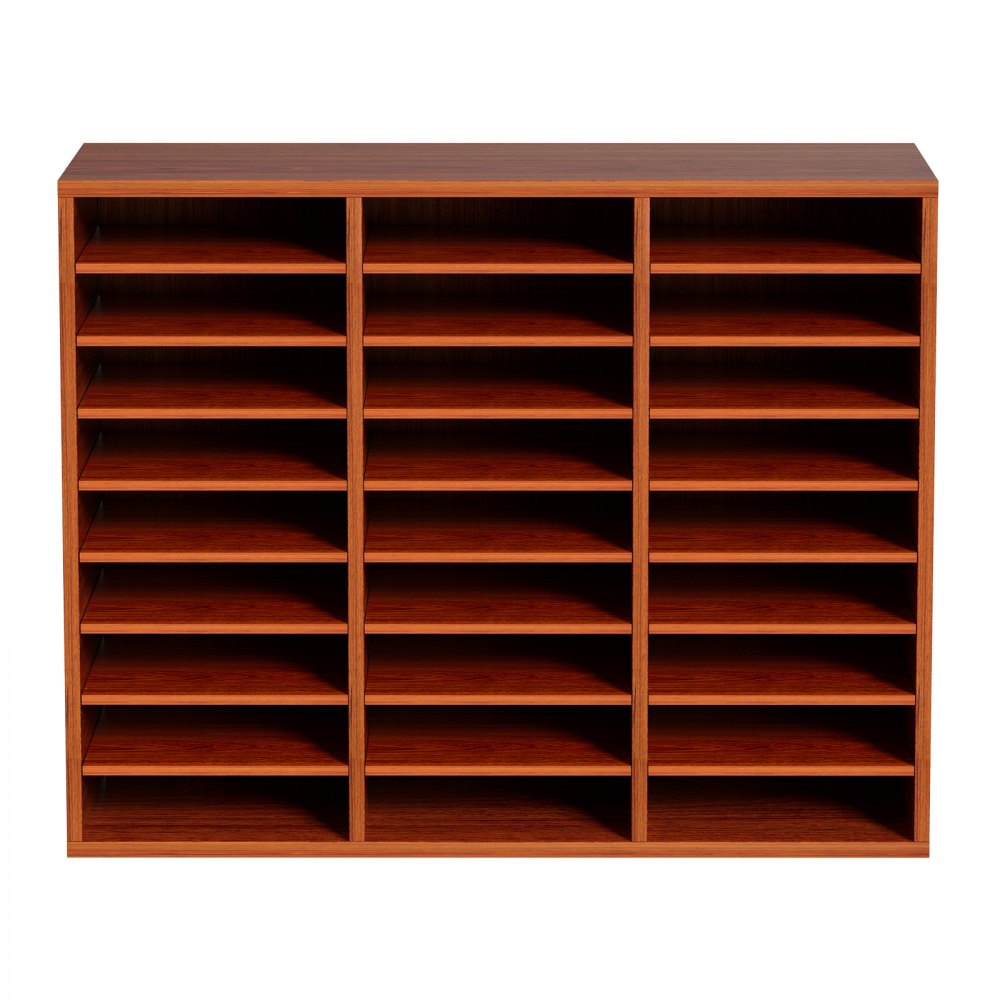 VEVOR Wood Literature Organizer File Sorter Paper Storage Holder 27 Slots Brown
