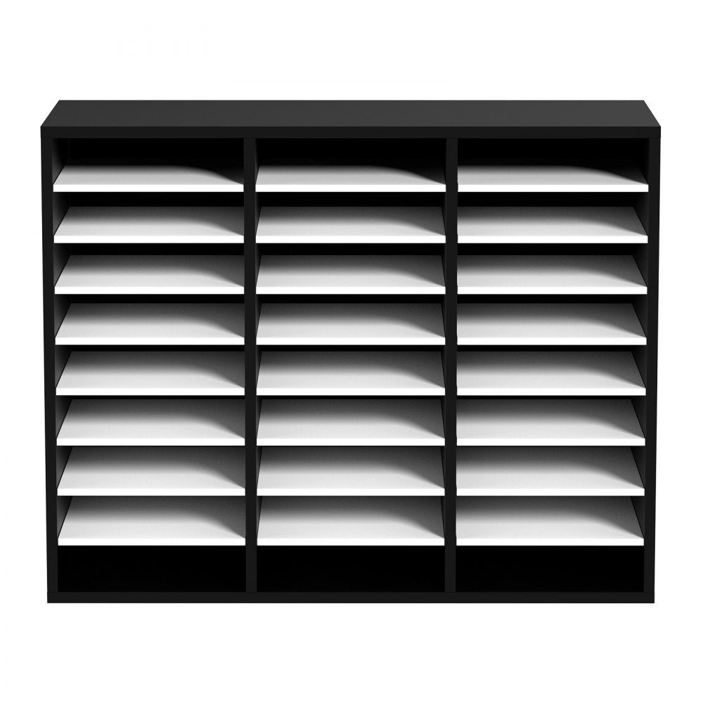 VEVOR Wood Literature Organizer File Sorter Paper Storage Holder 27 Slots Black