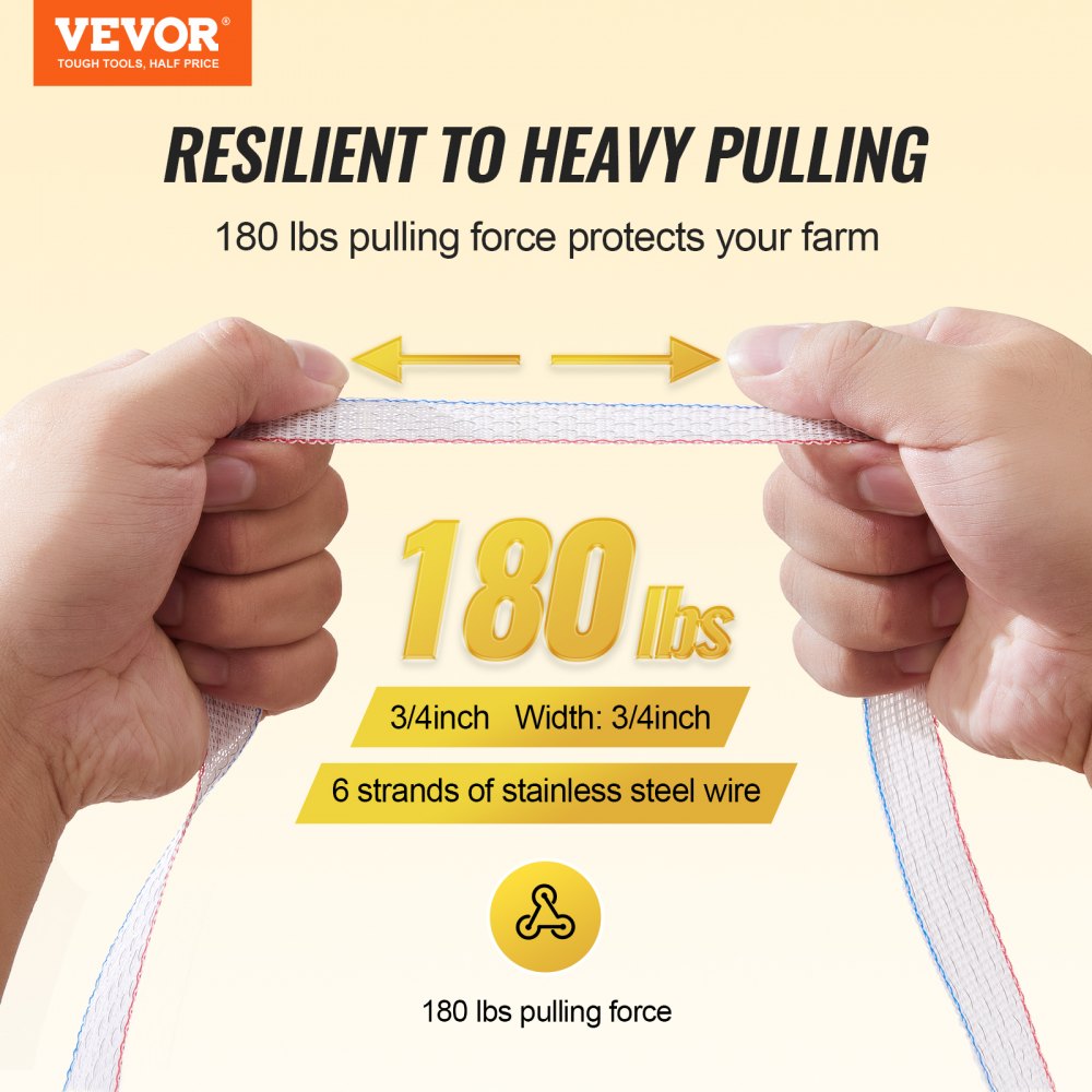 VEVOR 2625Ft 800M Electric Fence Wire Fencing Polywire Horse Cattle Livestock