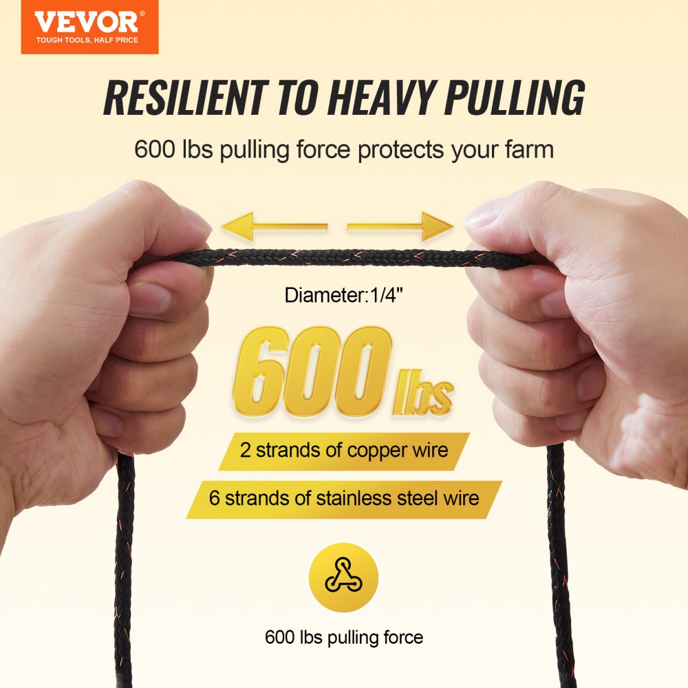 VEVOR 1000Ft 305M Electric Fence Wire Fencing Polywire Horse Cattle Livestock