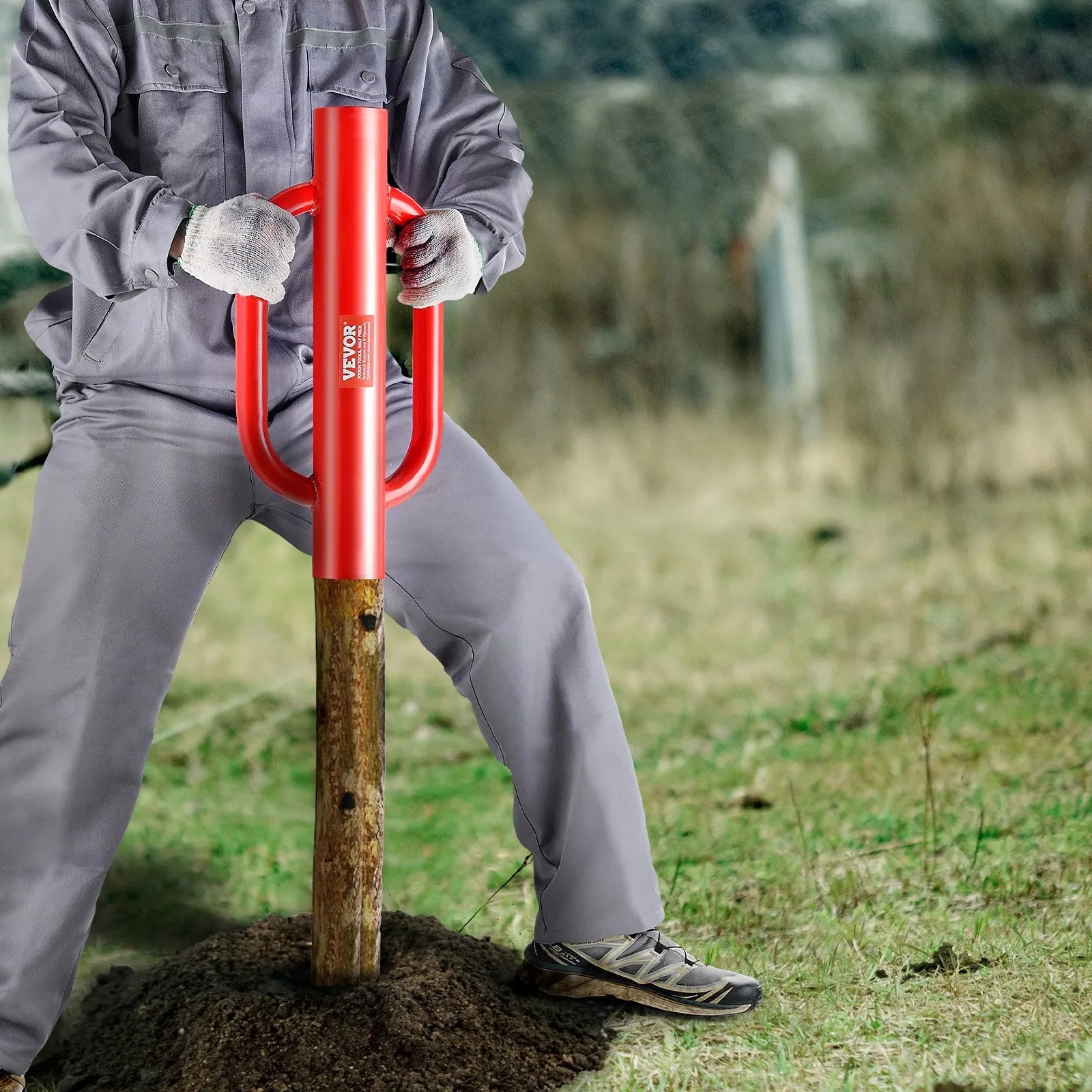 VEVOR Fence Post Driver with Handles 4.11 in Inner Diameter T Post Pole Pounder