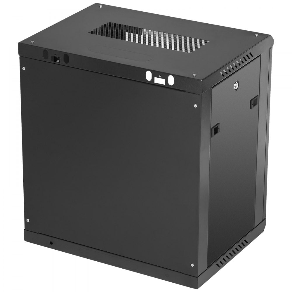 VEVOR 12U Wall Mount Network Server Cabinet, 15.5'' Deep, Server Rack Cabinet Enclosure, 200 lbs Max. Ground-mounted Load Capacity, with Locking Glass Door Side Panels, for IT Equipment, A/V Devices