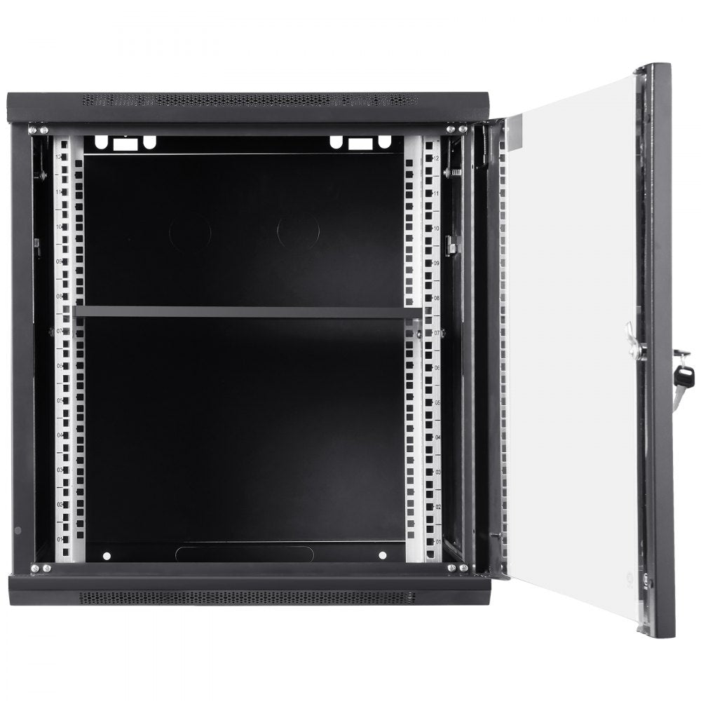 VEVOR 12U Wall Mount Network Server Cabinet, 15.5'' Deep, Server Rack Cabinet Enclosure, 200 lbs Max. Ground-mounted Load Capacity, with Locking Glass Door Side Panels, for IT Equipment, A/V Devices