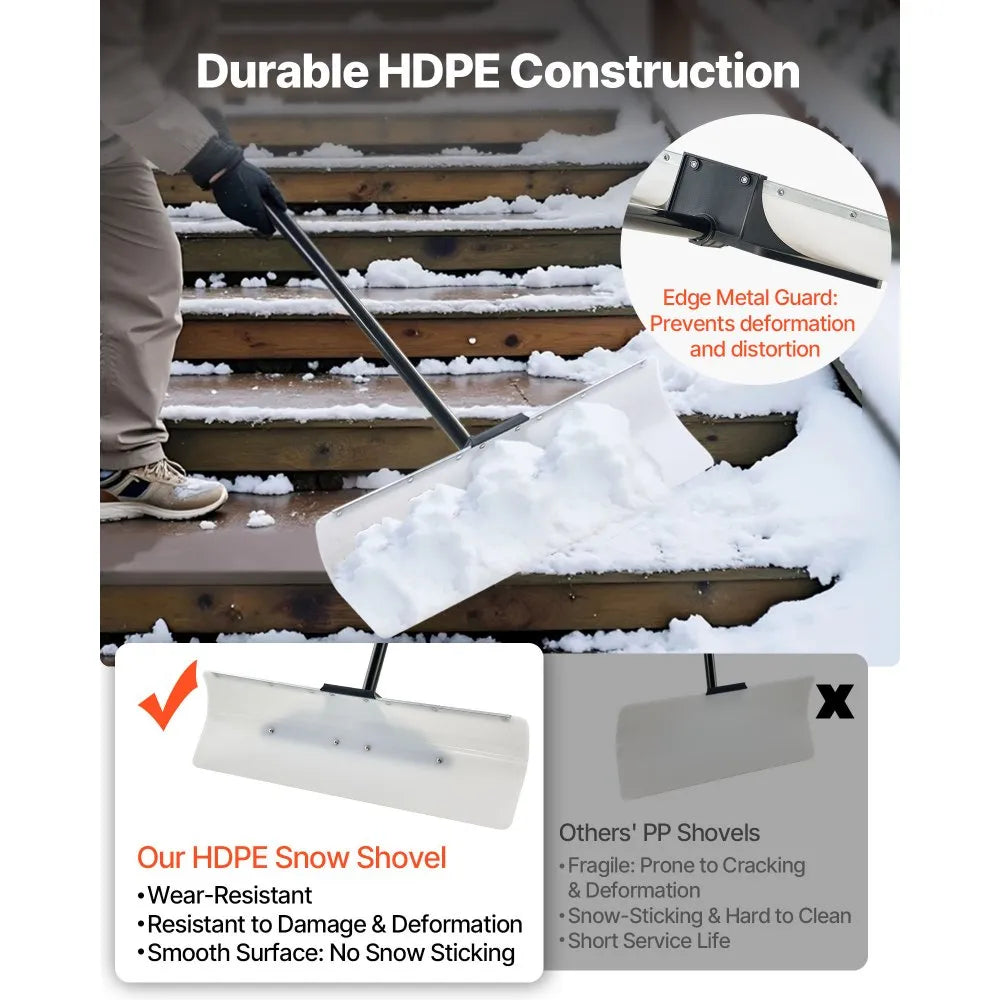 30-Inch Snow Pusher with Ergonomic Handle for Winter Snow Clearing