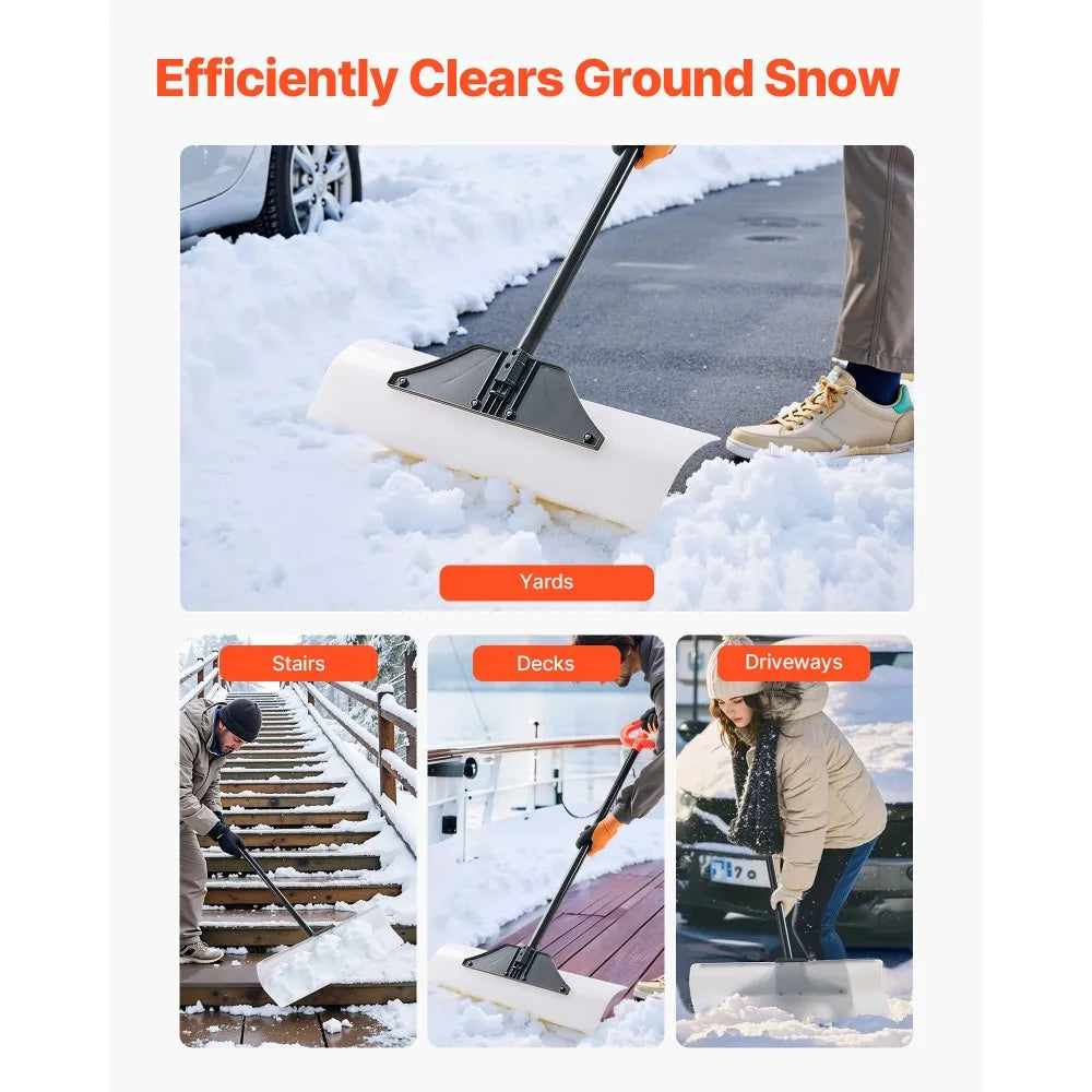30-Inch Snow Pusher with Ergonomic Handle for Winter Snow Clearing