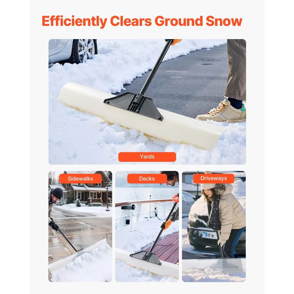 48-Inch Plastic Snow Pusher with Ergonomic Handle for Winter Snow Clearing