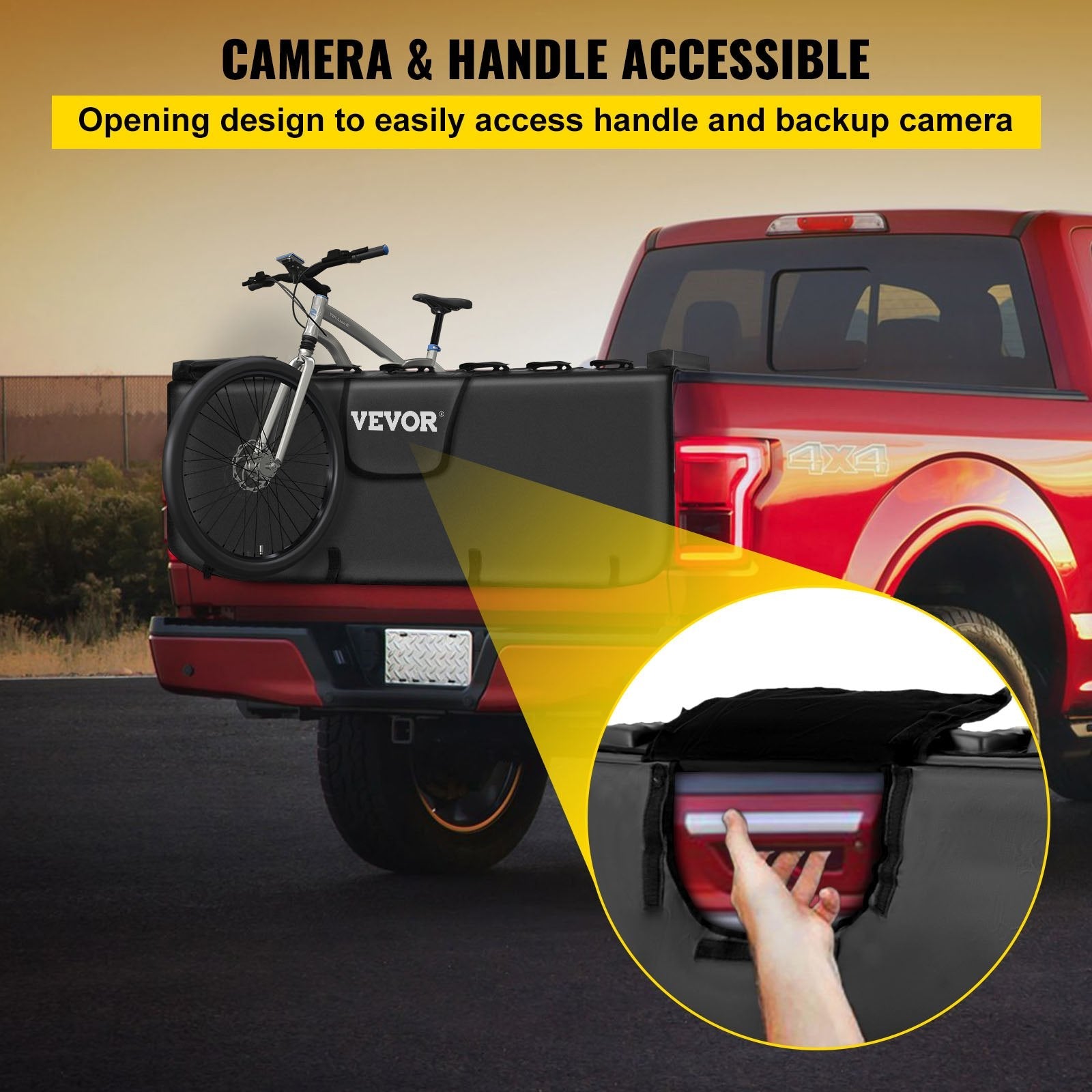 VEVOR Tailgate Pad, 63" Wide Tailgate Bike Pad, Truck Bike Pad for Carrying up to 6 Bikes, Truck Bed Bike Pad with PVC Outer Layer, Mechanic Tool Pocket and Straps for Middle & Large Pickup Truck