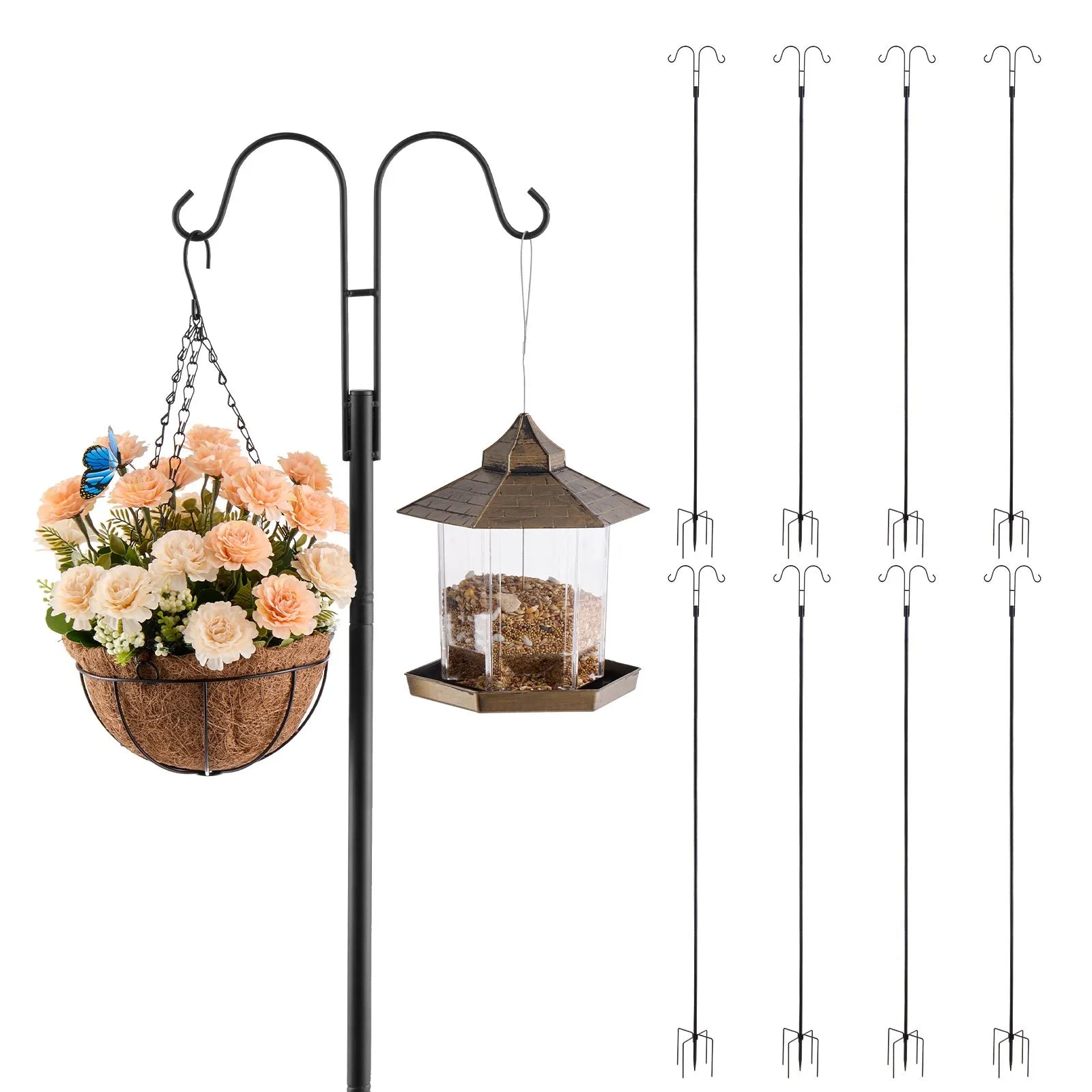 VEVOR Double Shepherds Hook 8 Pack 108 Inch Heavy Duty Bird Feeder Pole