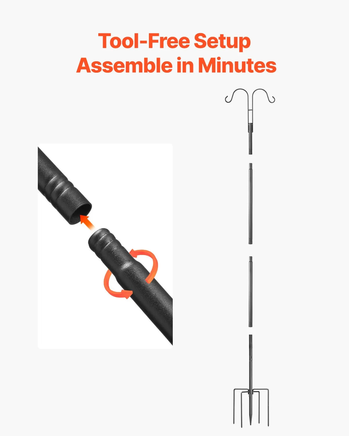 VEVOR Double Shepherds Hook 8 Pack 60 Inch Heavy Duty Bird Feeder Pole