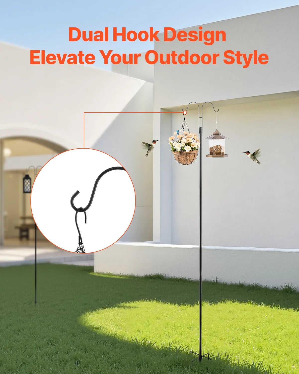 VEVOR Double Shepherds Hook 8 Pack 92 Inch Heavy Duty Bird Feeder Pole